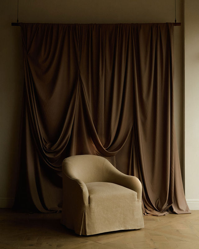 Ocra upholstered linen chair by Frances Jean